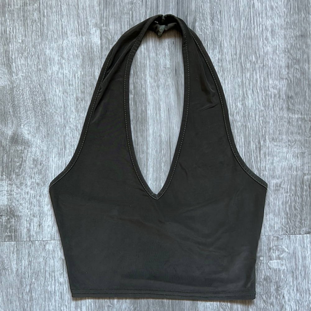 Boohoo Green Halter Crop Top